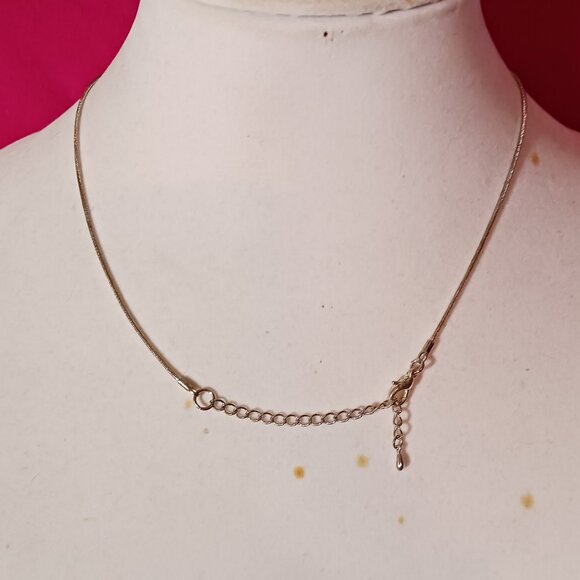 90s Vintage Silver Sparkly Rhinestone Bar Pendant Fashion Necklace - Picture 5 of 8